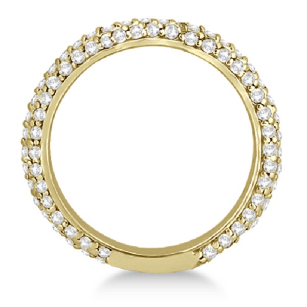 Eternity Pave Set Trio Diamond Wedding Band 14k Yellow Gold (0.75ct)
