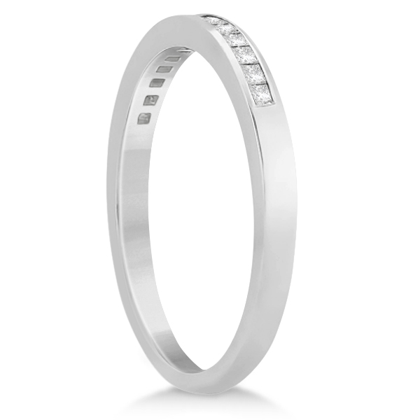 Channel Set Princess Cut Diamond Wedding Band 14k White Gold (0.20ct)