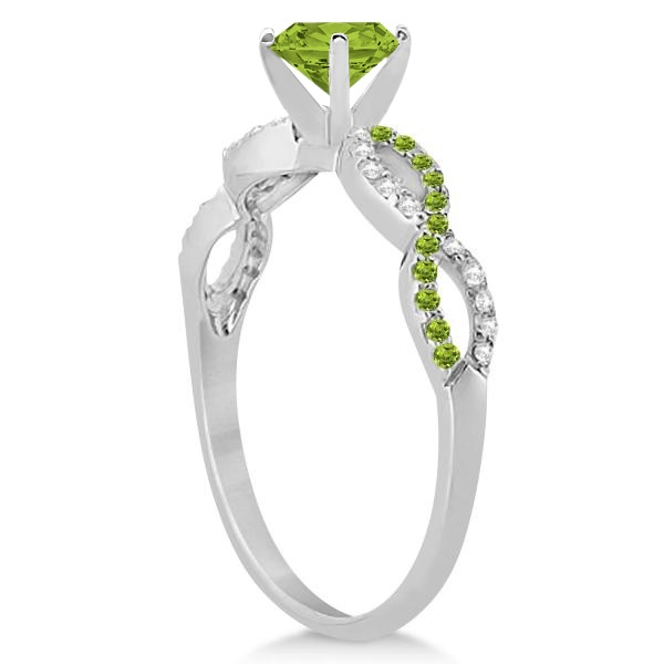 Infinity Diamond & Peridot Gemstone Engagement Ring Platinum (0.21ct)