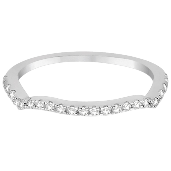 Contoured Semi-Eternity Diamond Band Setting 14K White Gold (0.20ct)