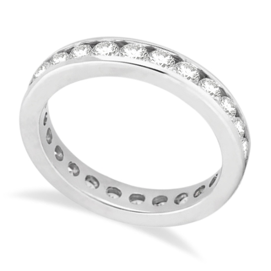 Channel Set Diamond Eternity Ring Band 14k White Gold (1.50 ct)