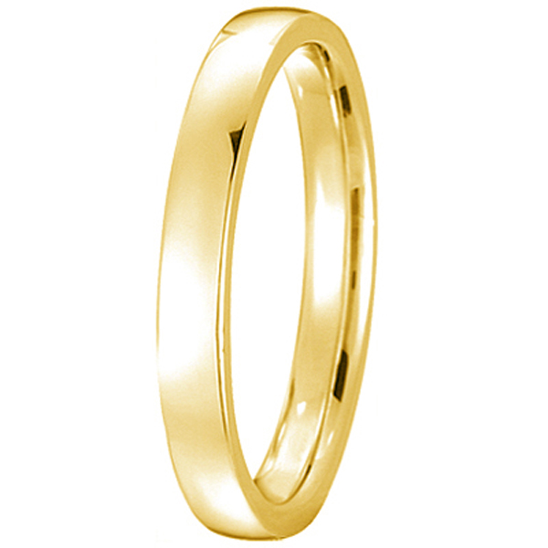 18k Yellow Gold Wedding Ring Low Dome Comfort Fit (2mm)