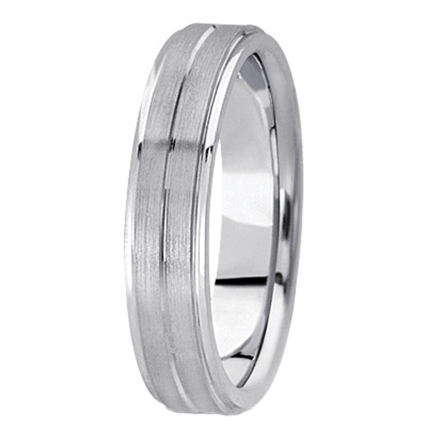Carved Wedding Band in 14k White Gold For Men (5mm) Size 11.5