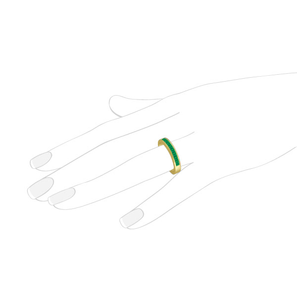 Princess-Cut Channel-Set Stackable Emerald Ring 14k Yellow Gold 1.00ct