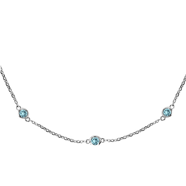 Aquamarine Gemstones by The Yard Station Necklace 14k W. Gold 1.25ct