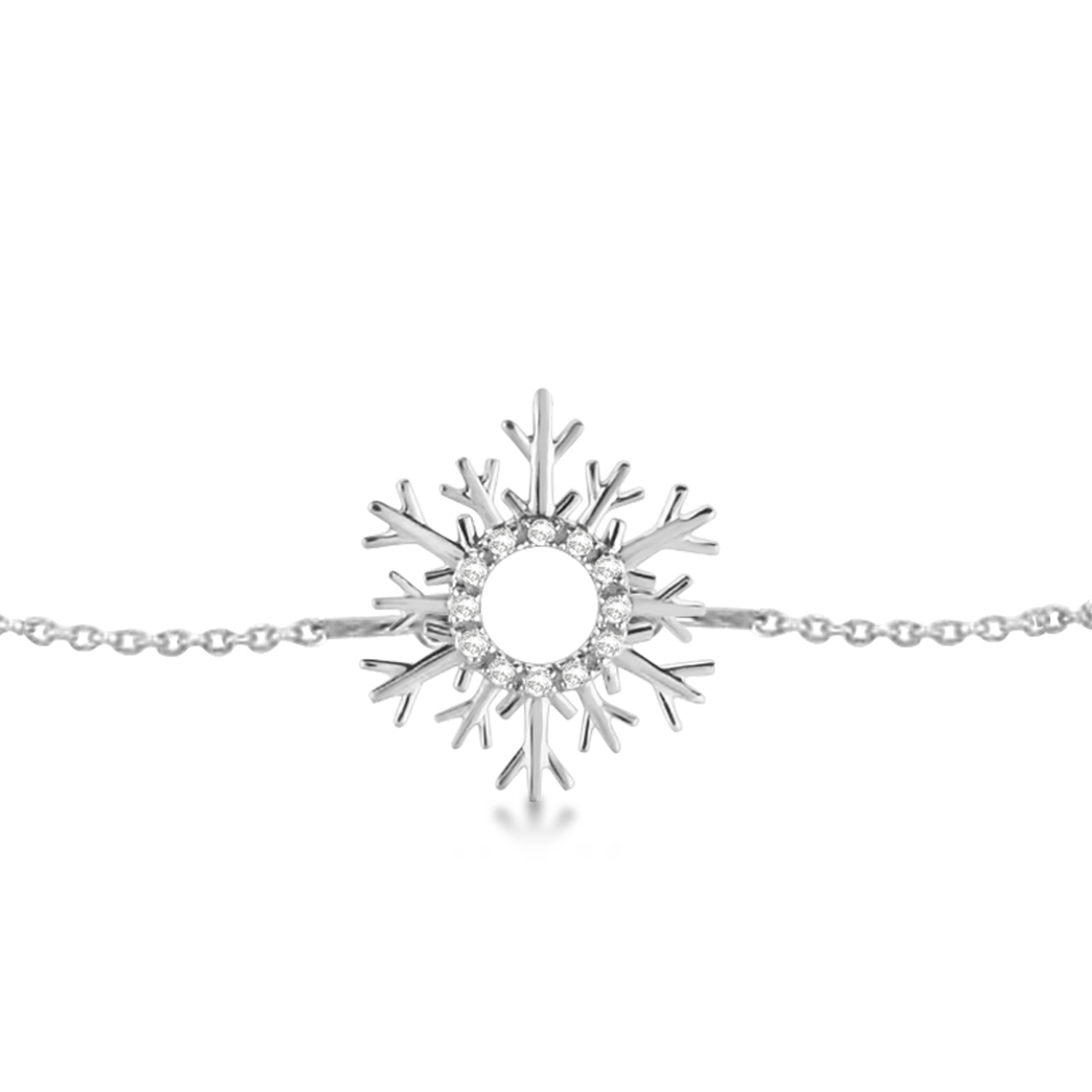 Snowflake Diamond Anklet 14k White Gold (0.10ct)