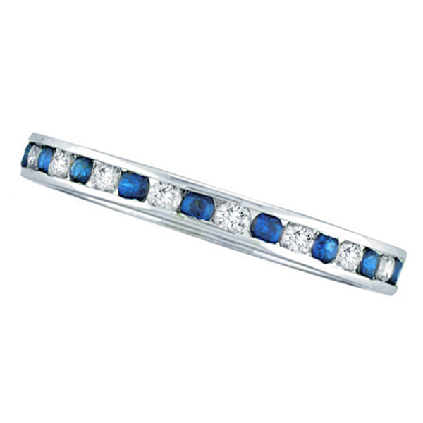 1.04ct Blue Sapphire & Diamond Channel Set Eternity Band 14k Gold Ring