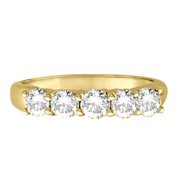 Five Stone Diamond Ring Anniversary Band 18k Yellow Gold (1.00ct)