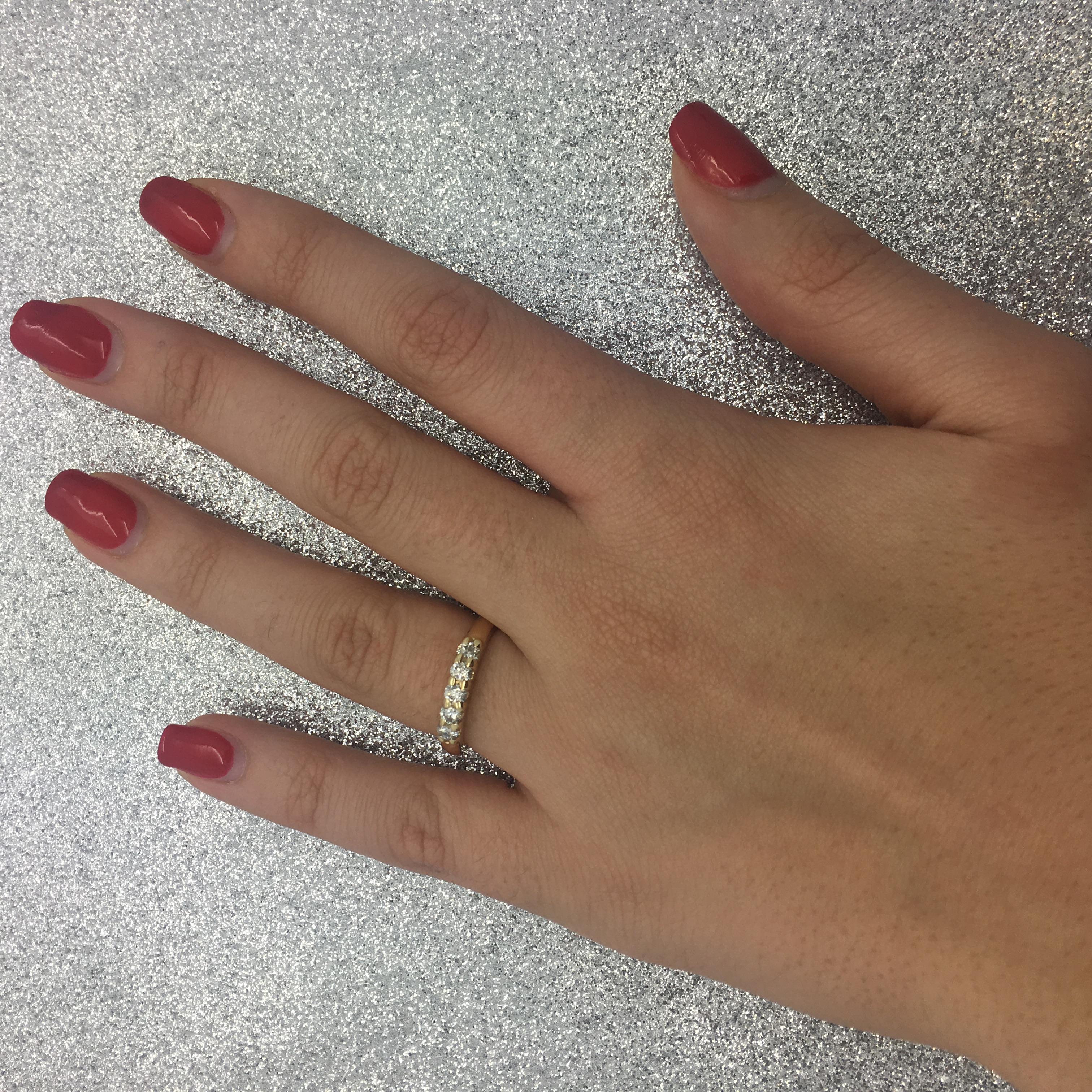 Five Stone Diamond Ring Anniversary Band 14k Yellow Gold (0.50ctw) size 6.5