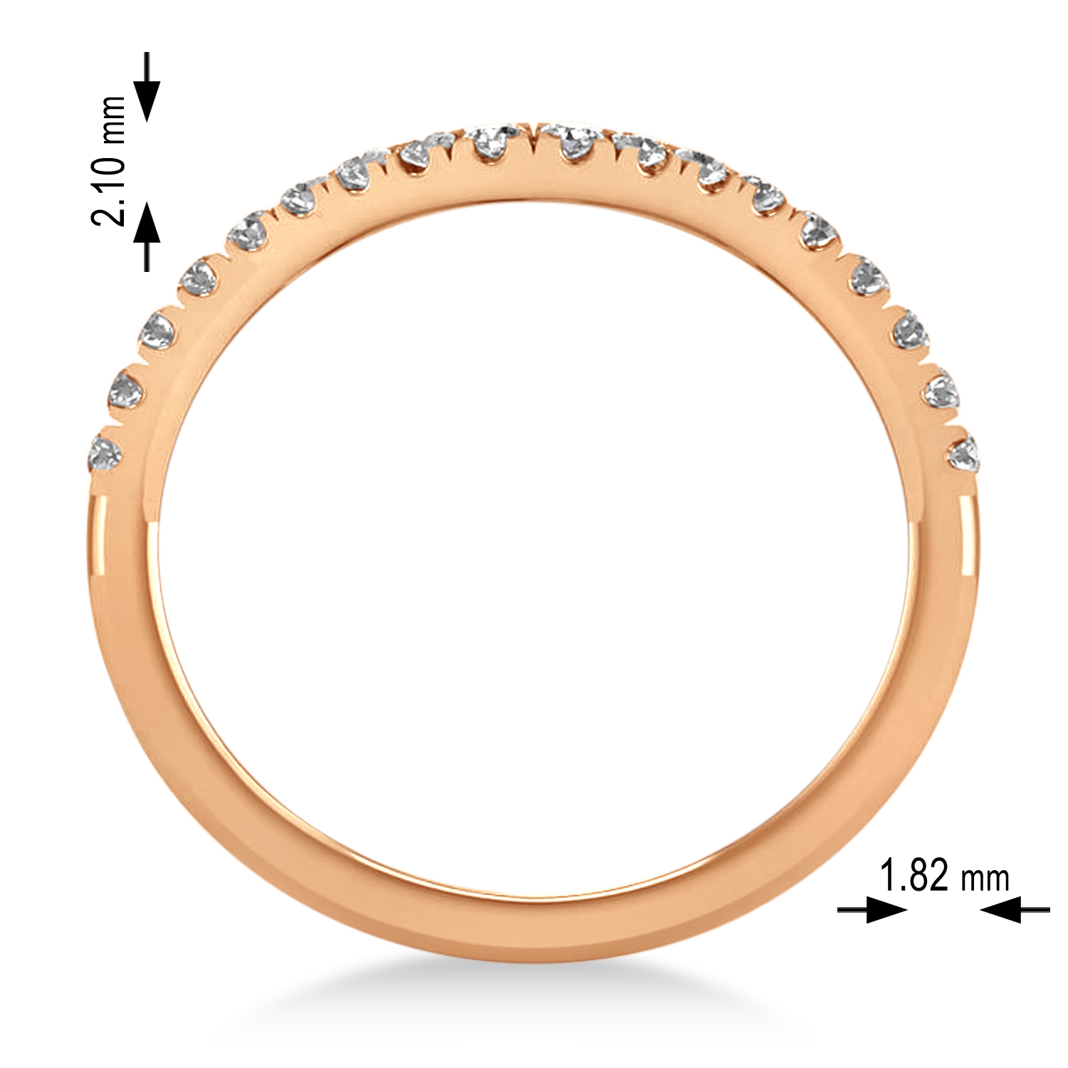 Diamond Curved Ring Wedding Band 14k Rose Gold (0.27ct)
