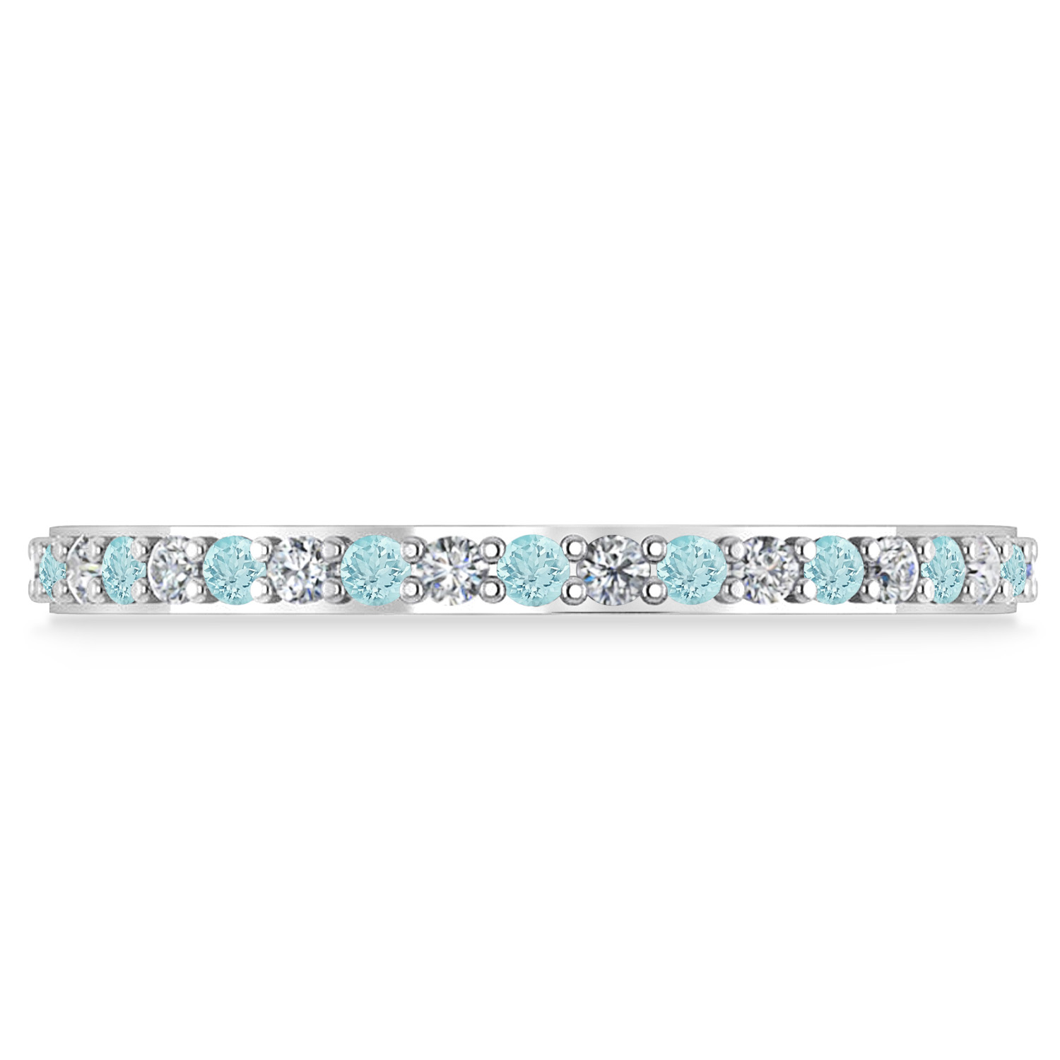 Diamond & Aquamarine Eternity Wedding Band 14k White Gold (0.57ct) size 6