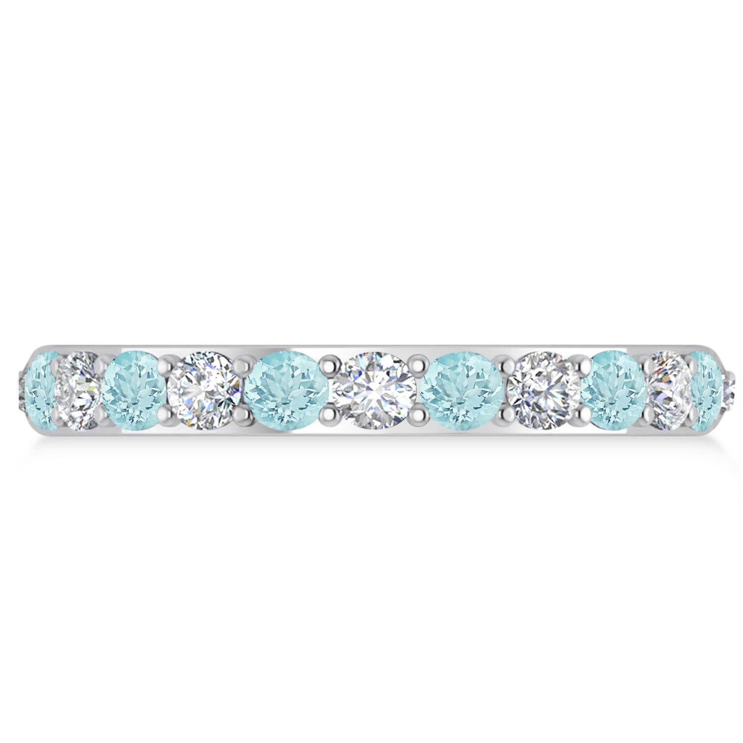 Diamond & Aquamarine Eternity Wedding Band 14k White Gold (1.50ct)