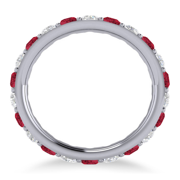 Diamond & Ruby Eternity Wedding Band 14k White Gold (1.76ct) SIZE 6.25