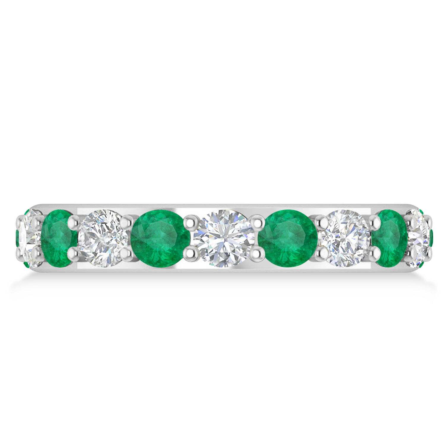 Diamond & Emerald Eternity Wedding Band 14k White Gold (2.85ct) size 7.5