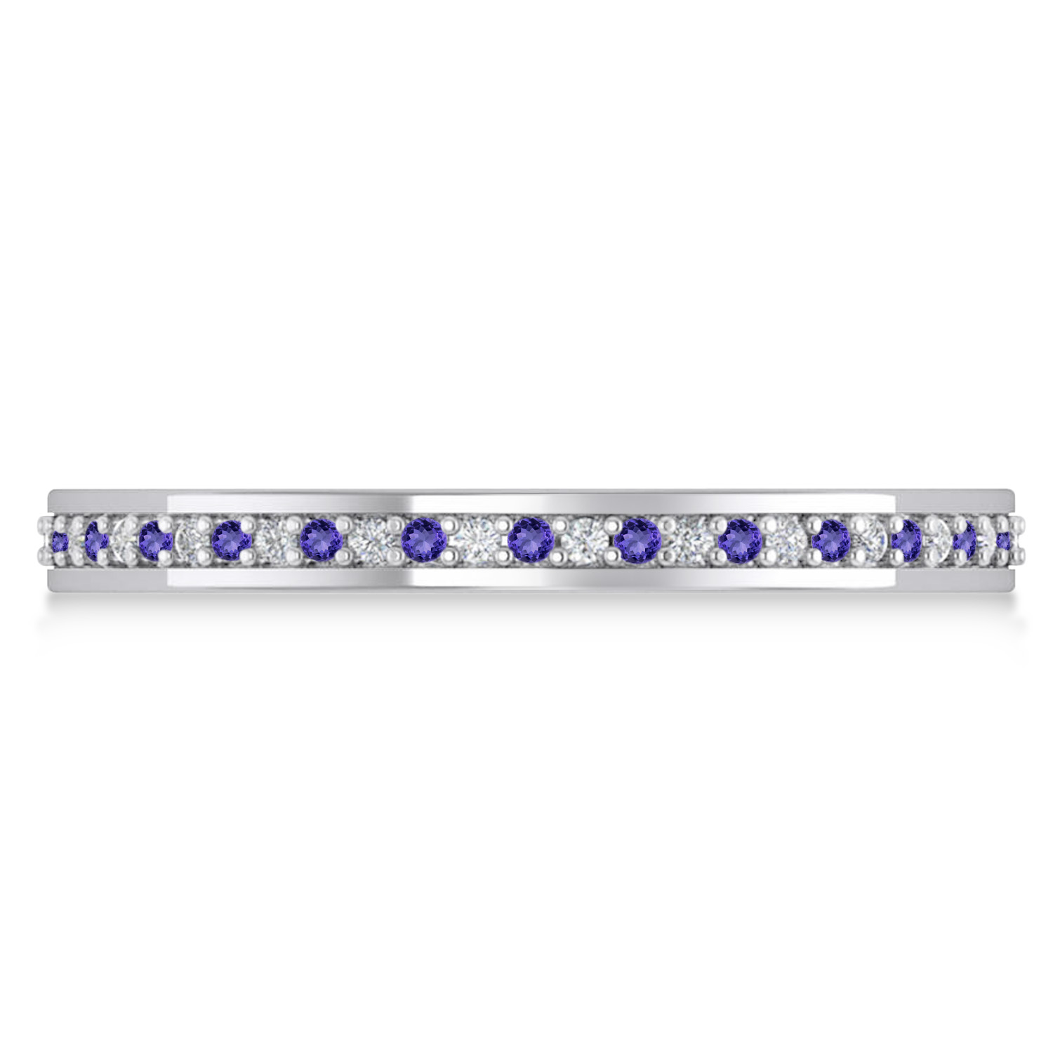 Diamond & Tanzanite Eternity Wedding Band 14k White Gold (0.28ct)
