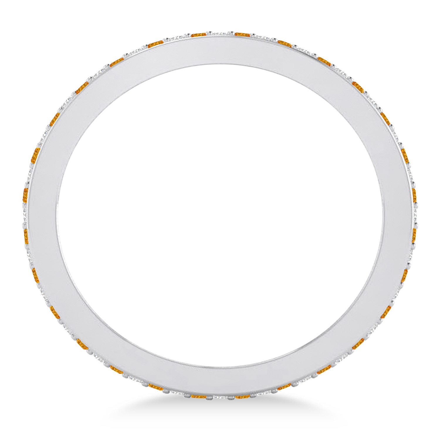 Diamond & Citrine Eternity Wedding Band 14k White Gold (0.59ct)