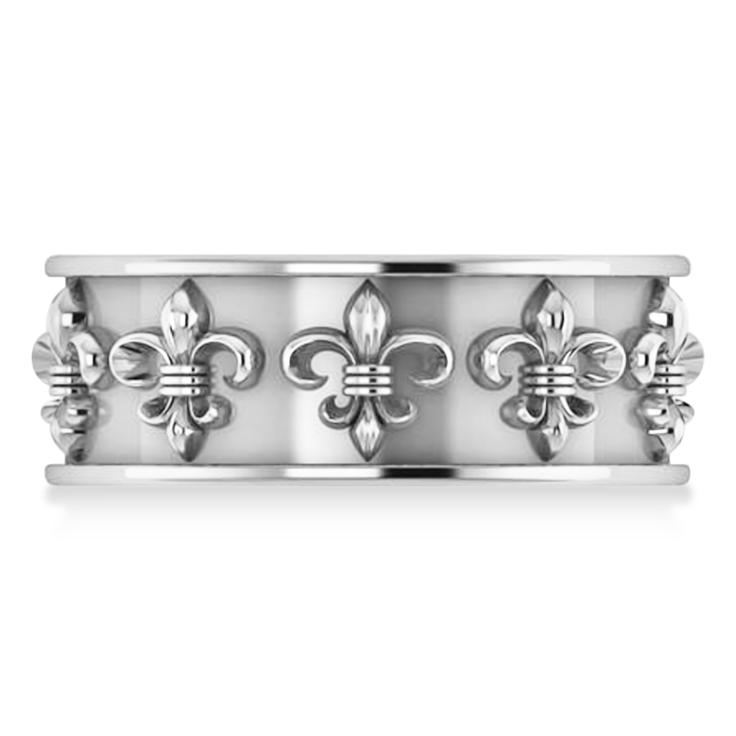 Fleur De Lis Unisex Ring/Wedding Band 14k White Gold