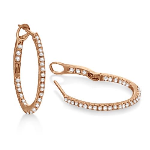 Hidalgo Micro Pave Diamond Hoop Earrings 18k Rose Gold 0.67ct