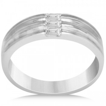 Men's Diamond Baguette Wedding Band in 14k White Gold (0.30ct)