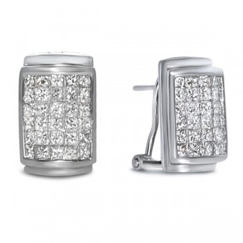 Invisible Diamond Stud Earrings in 14k White Gold (0.86ct)