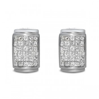 Invisible Diamond Stud Earrings in 14k White Gold (0.86ct)