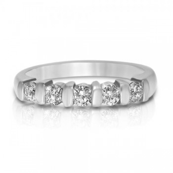 Bar-Set Five-Stone Diamond Wedding Ring Platinum (0.50ct)
