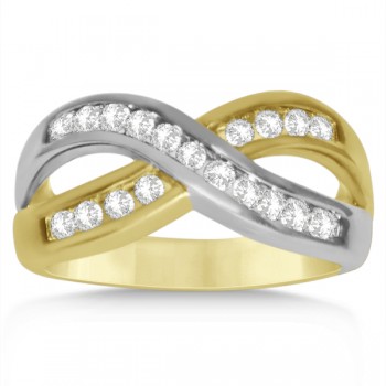 Diamond Accented Twisted Wedding Band in 14k Two Tone Gold (0.50ct)