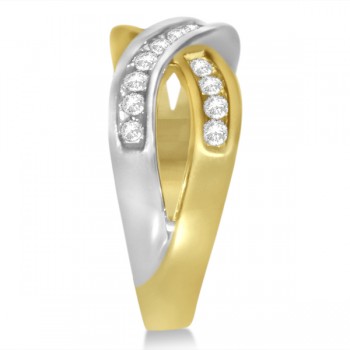 Diamond Accented Twisted Wedding Band in 14k Two Tone Gold (0.50ct)
