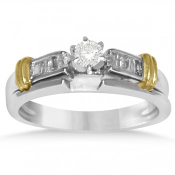 Diamond Accented Baguette Bridal Set in 14k Two Tone Gold (0.36ct)