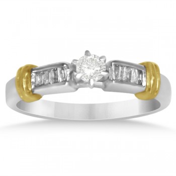Diamond Accented Baguette Bridal Set in 14k Two Tone Gold (0.36ct)