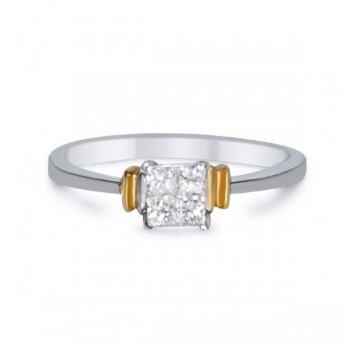 Invisible-Set Diamond Engagement Ring Two Tone 14k Gold (0.25ct)