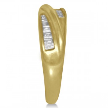 Diamond Accented Baguette Wedding Band in 14k Yellow Gold (0.40ct)