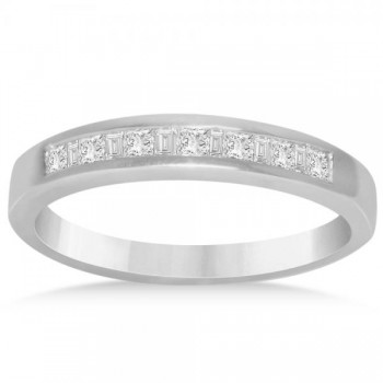 Men's Diamond Accented Wedding Band in 14k White Gold (0.35ct)