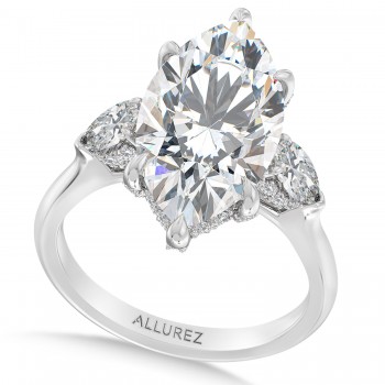 Marquise Lab Diamond Engagement Ring 14K White Gold (7.00ct)