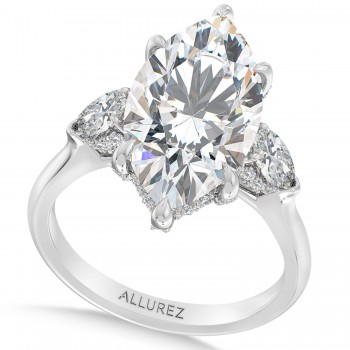 Marquise Lab Diamond Engagement Ring 14K White Gold (8.00ct)
