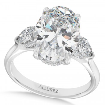 Oval Lab Diamond Engagement Ring 14K White Gold (7.00ct)
