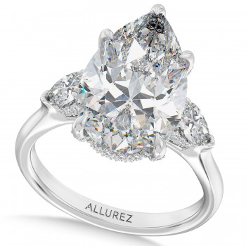 Pear Lab Diamond Engagement Ring 14K White Gold (7.00ct)