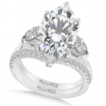 Marquise Lab Diamond Bridal Set 14K White Gold (6.33ct)