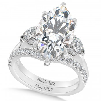 Marquise Lab Diamond Bridal Set 14K White Gold (7.33ct)