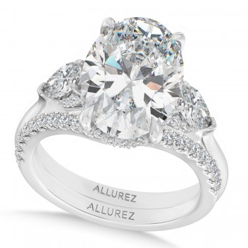 Oval Lab Diamond Bridal Set 14K White Gold (5.33ct) Oval Lab Diamond Bridal Set 14K White Gold (5.33ct)