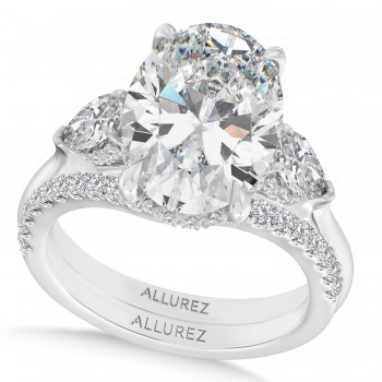 Oval Lab Diamond Bridal Set 14K White Gold (6.33ct)