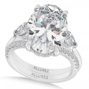 Oval Lab Diamond Bridal Set 14K White Gold (8.33ct)