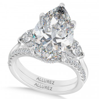 Pear Lab Diamond Bridal Set 14K White Gold (5.33ct) Pear Lab Diamond Bridal Set 14K White Gold (5.33ct)