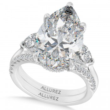 Pear Lab Diamond Bridal Set 14K White Gold (6.33ct)