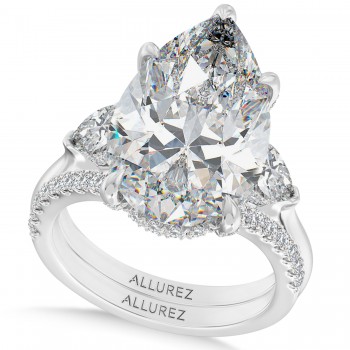 Pear Lab Diamond Bridal Set 14K White Gold (7.33ct)
