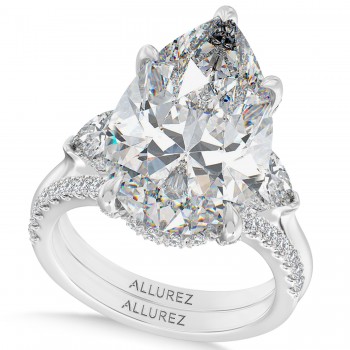 Pear Lab Diamond Bridal Set 14K White Gold (8.33ct)