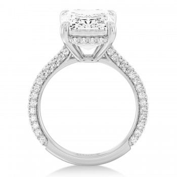 Emerald Lab Diamond Engagement Ring 14K White Gold (3.90ct)