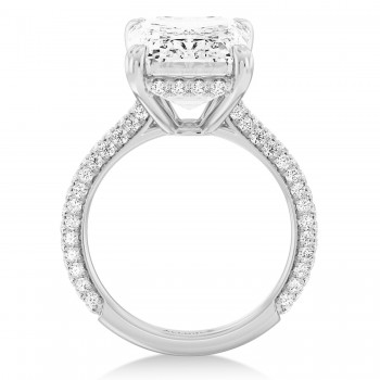Emerald Lab Diamond Engagement Ring 14K White Gold (4.90ct)