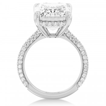 Emerald Lab Diamond Engagement Ring 14K White Gold (6.90ct)