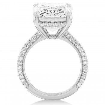 Emerald Lab Diamond Engagement Ring 14K White Gold (8.90ct)